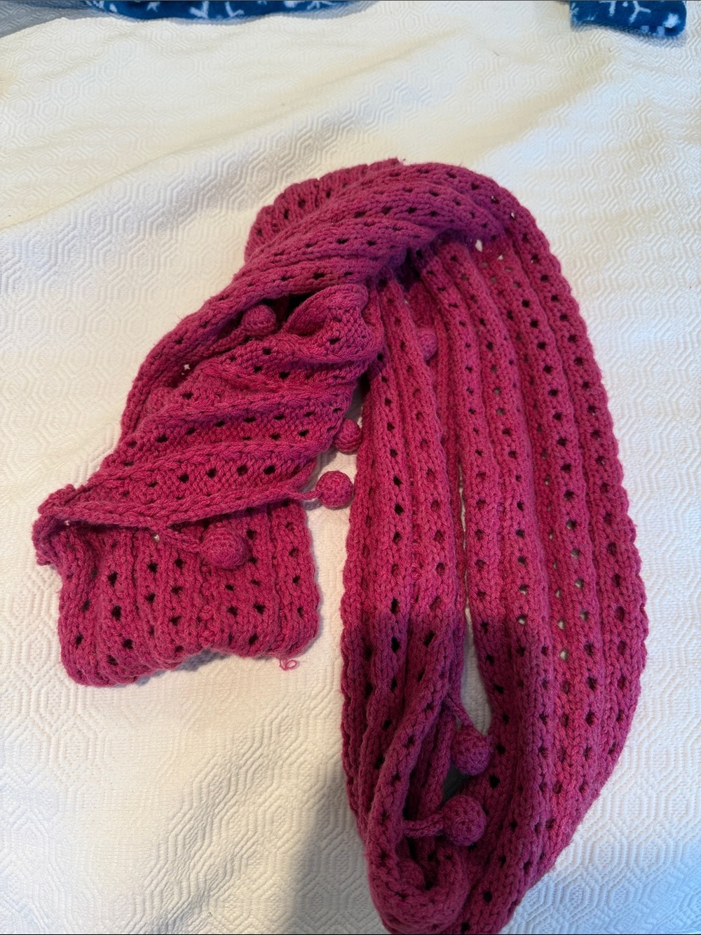 Mud Pie Raspberry Openwork Knit Scarf - Picture 2 of 5